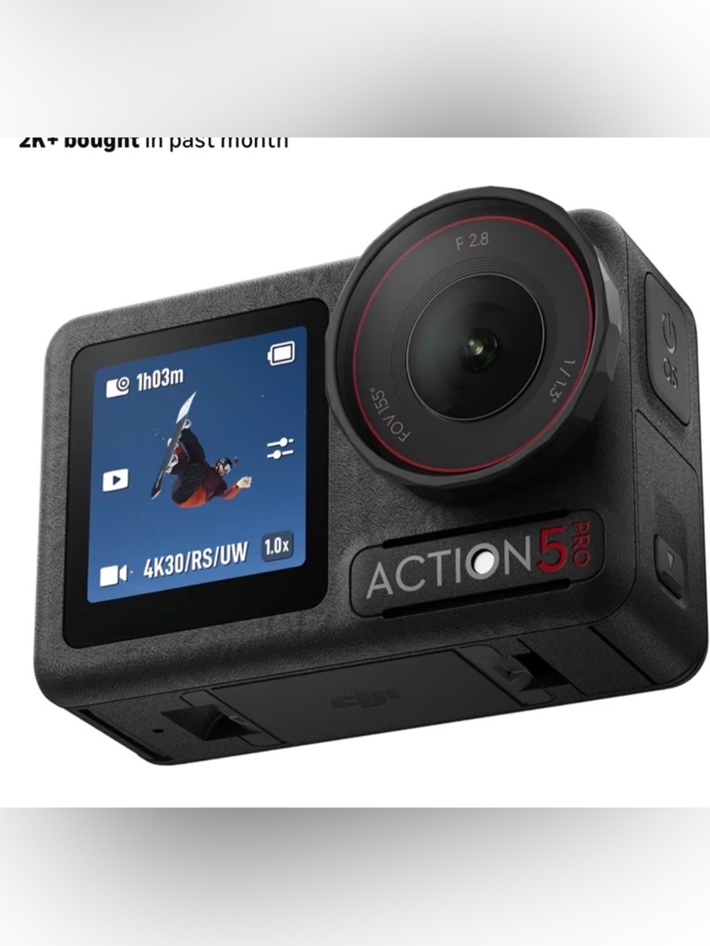 DJI Action 5 Pro Compact Action Camera - Black with Red Accent